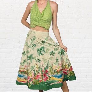 VINTAGE | Napa Valley Colorful Tropical Island Theme Beaded Hawaiian Skirt